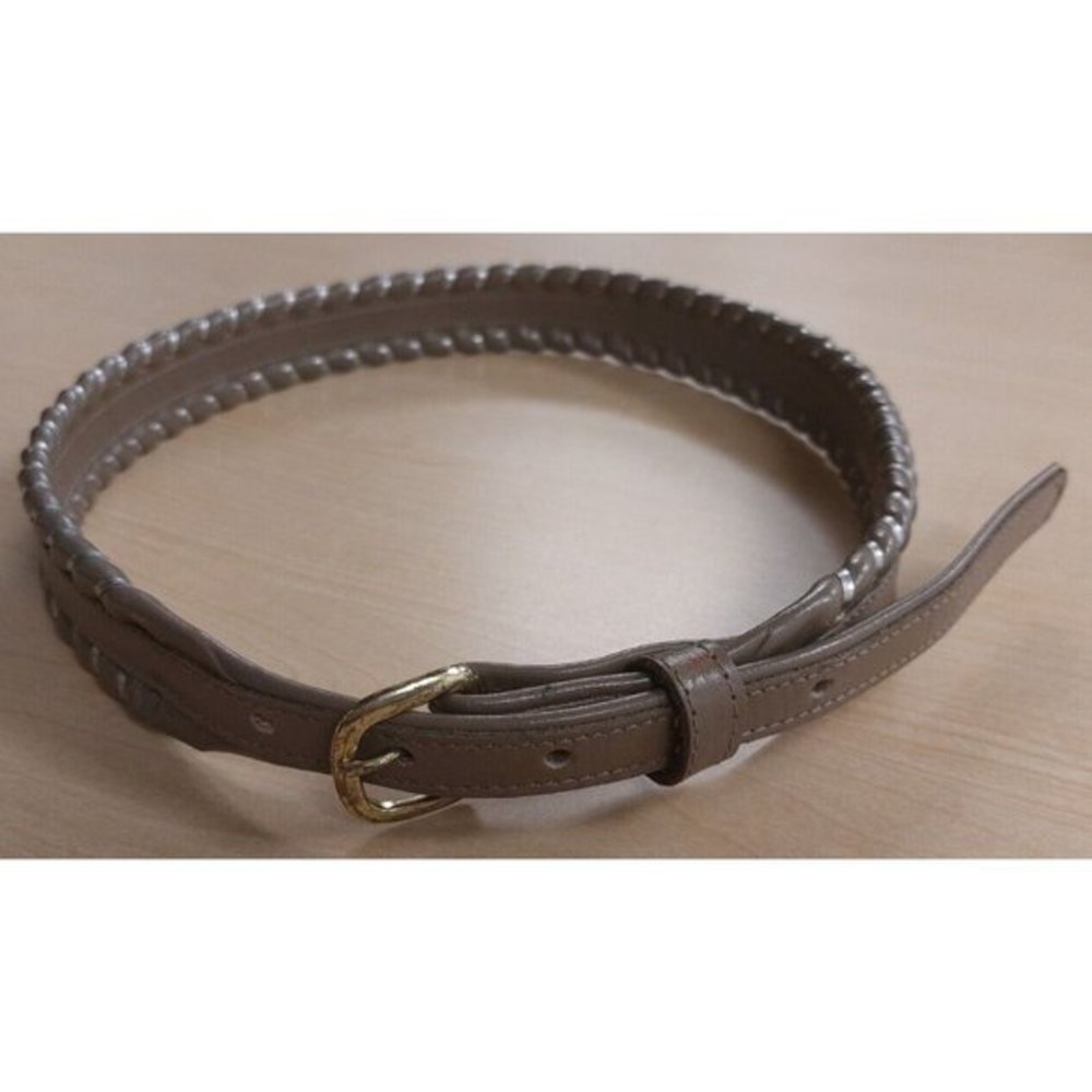 VTG Justin Taupe Western Belt with Silver Whipstitch 3055F - Size 30 Made in USA